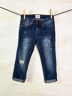 Hudson Jeans Girls Dark Blue Distressed Cropped Denim